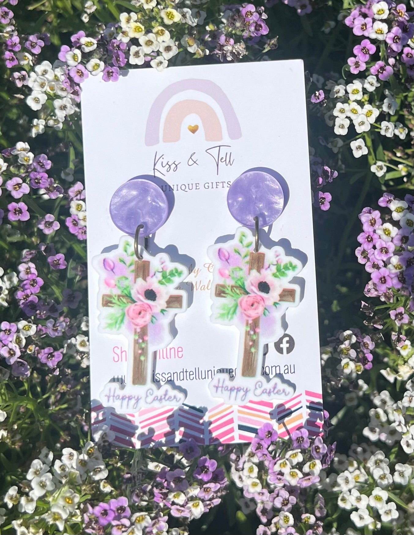 Happy Easter Cross Dangle Earrings