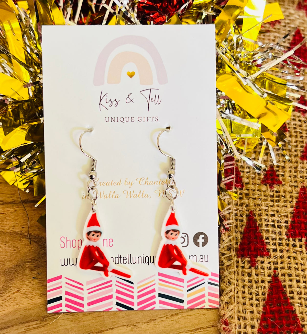 Elf on Shelf (Small) Dangle Earrings