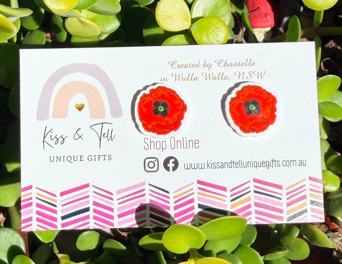 Poppy Flower Stud Earrings