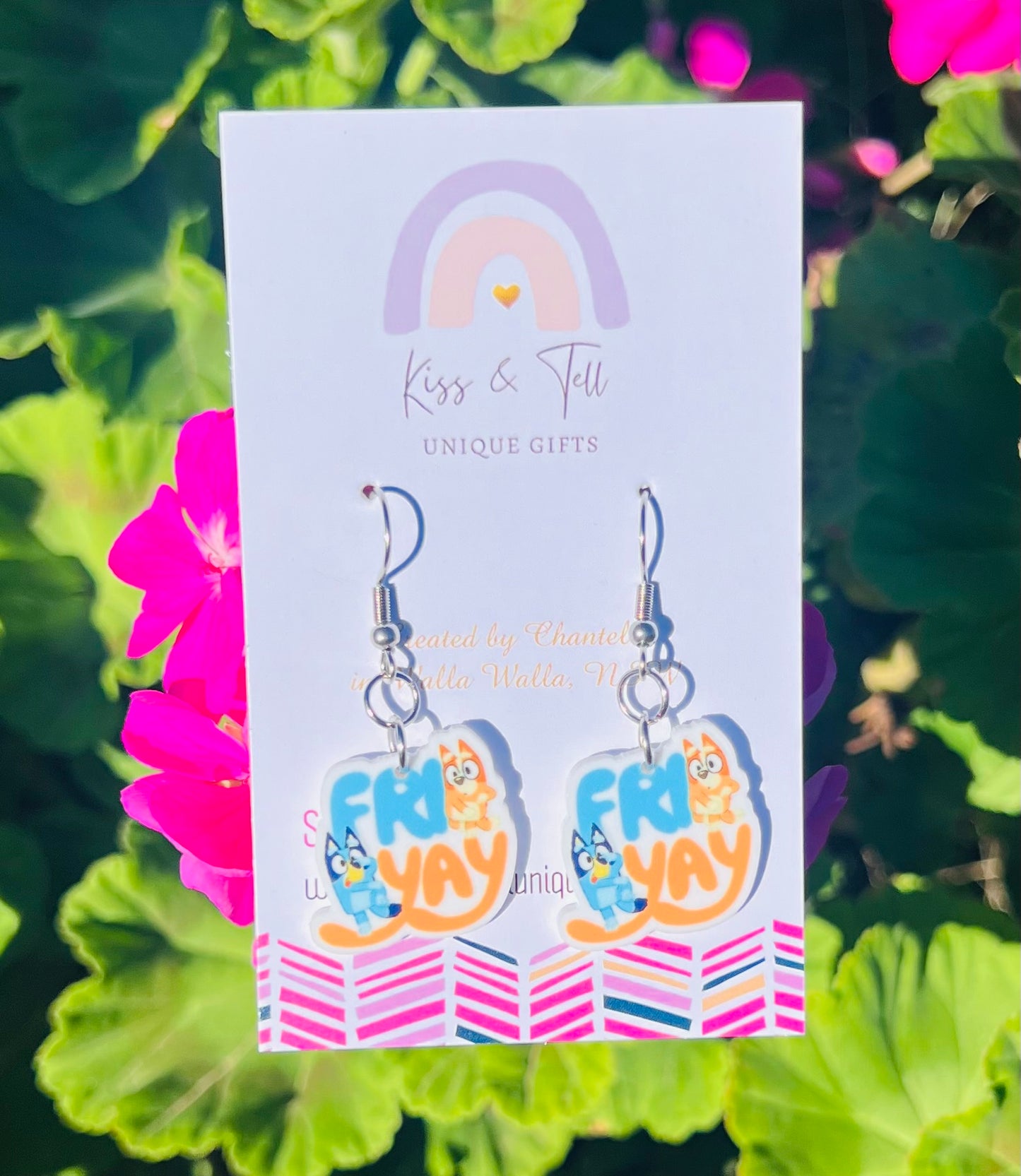 Small Bluey Friyay Dangle Earrings