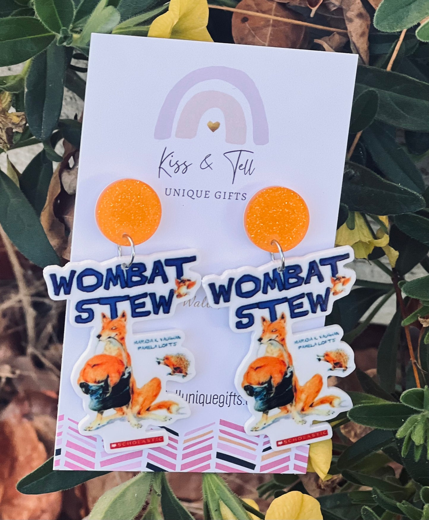 Wombat Stew Book Dangle Earrings