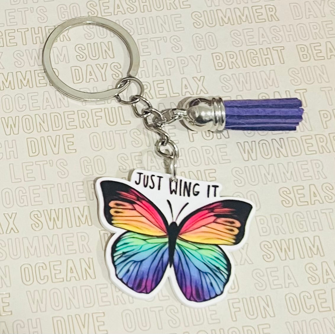 "Just Wing It" Butterfly Keyring