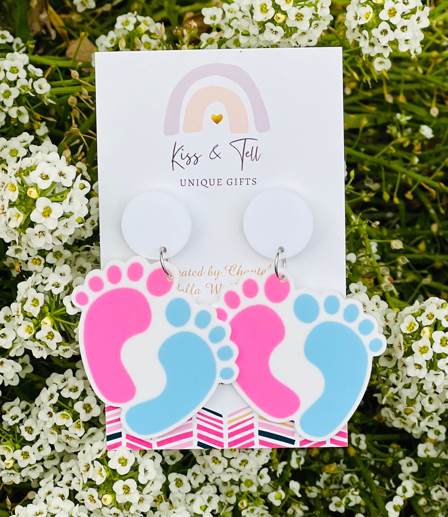 Pink & Blue Baby Feet Earrings