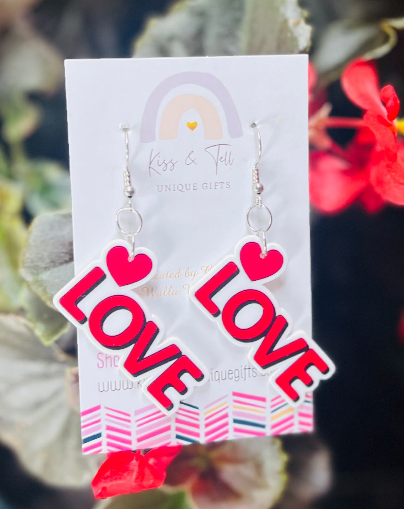 “Love” Words Dangle Earrings