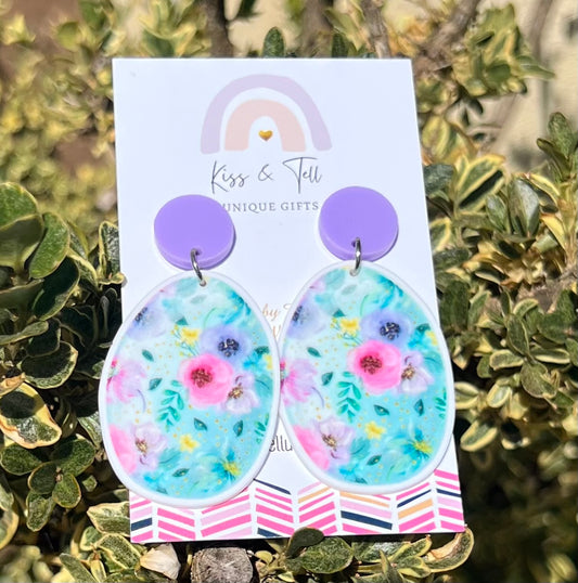 Floral Easter Egg Dangle Earrings