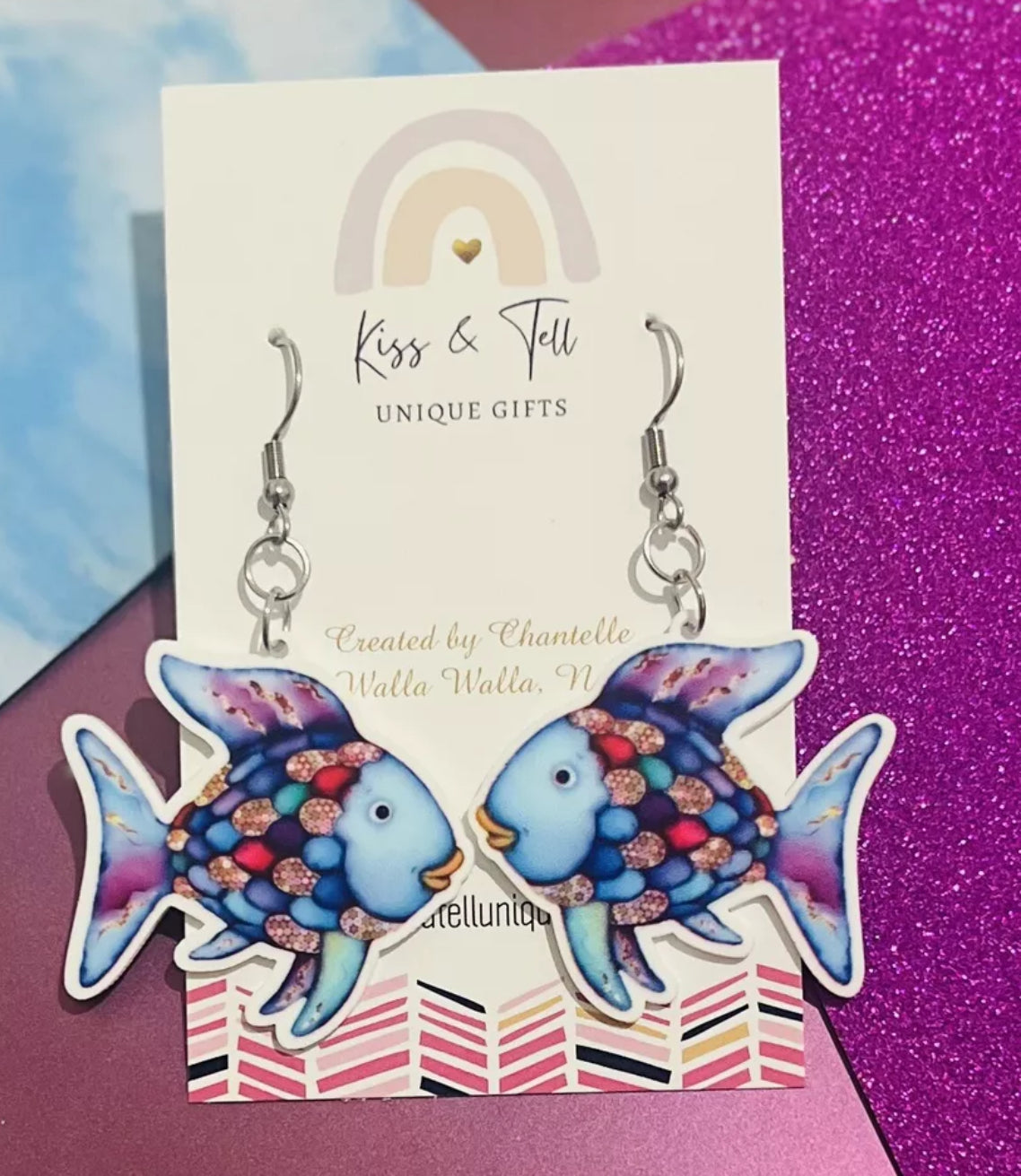 Rainbow Fish Dangle Earrings