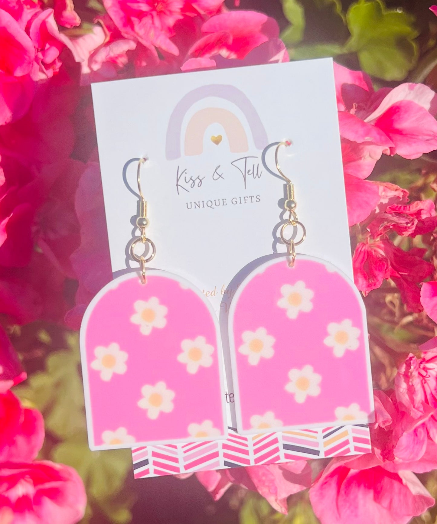 Pink Flower-Arch Earrings