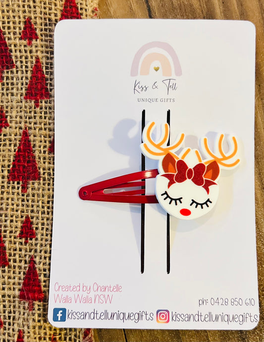 Pretty Reindeer Christmas Hair Clip