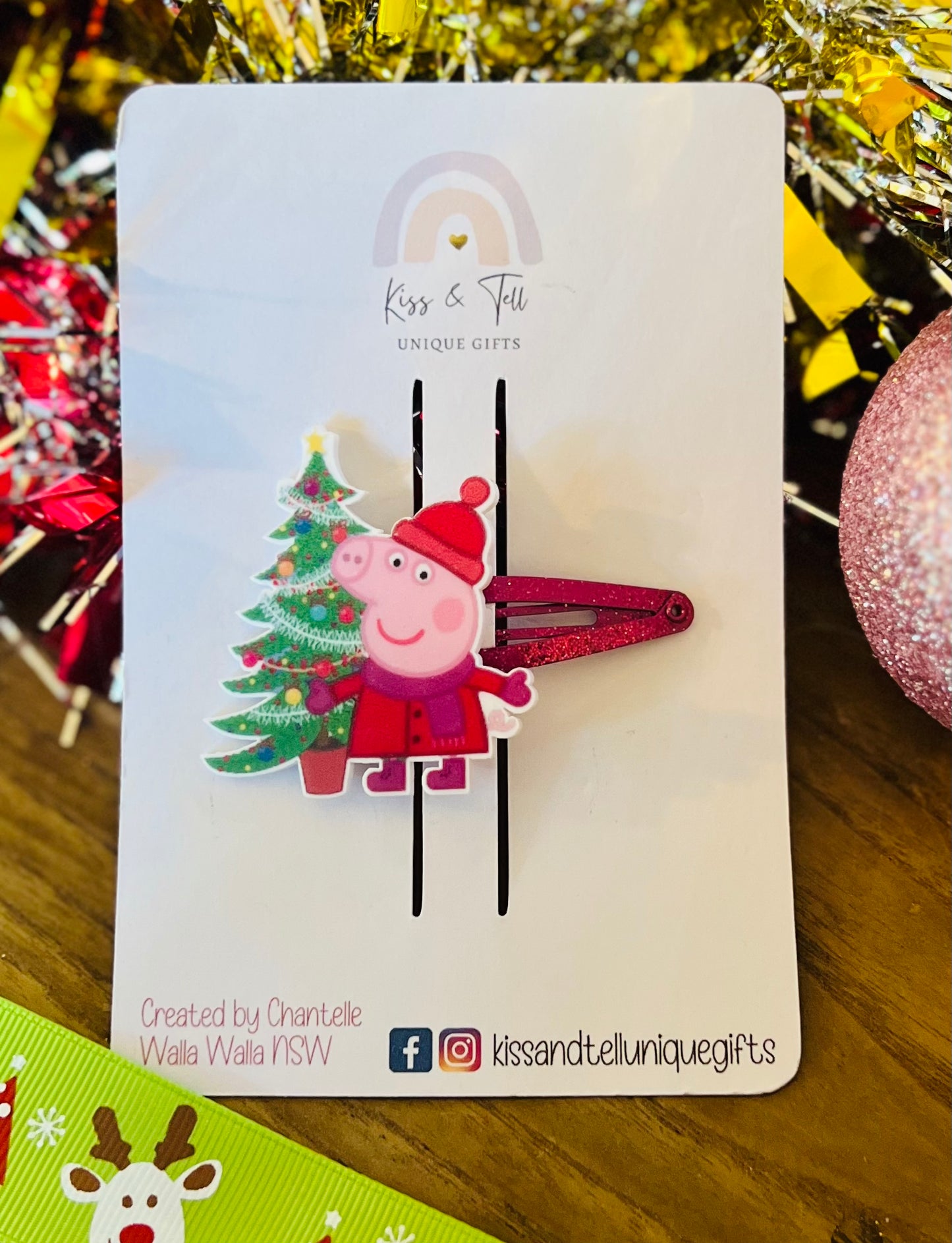 Christmas Peppa Pig Hair Clip