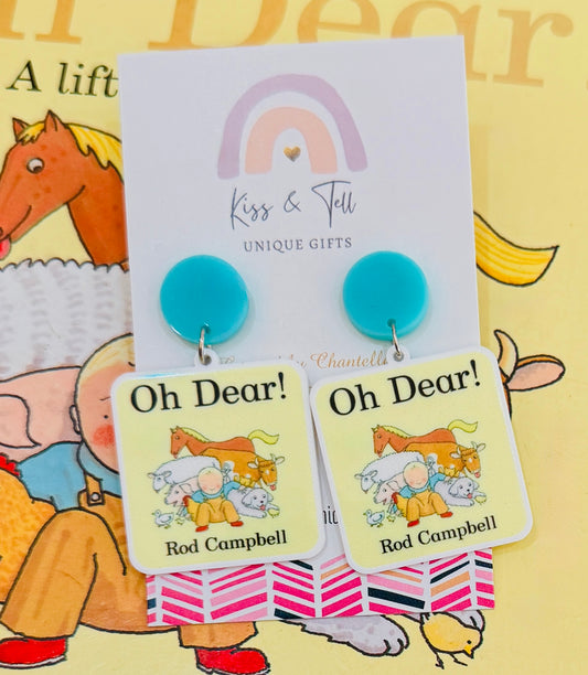 'Oh Dear' Book Dangle Earrings