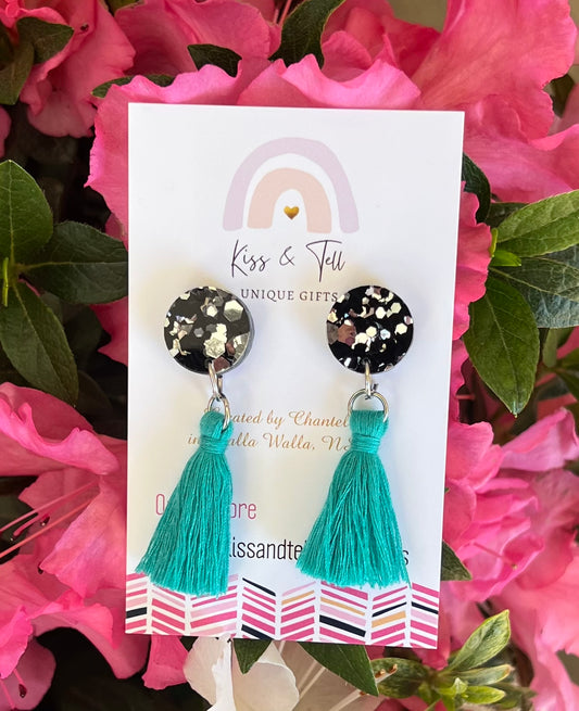 Turquoise Tassel Drop Earrings