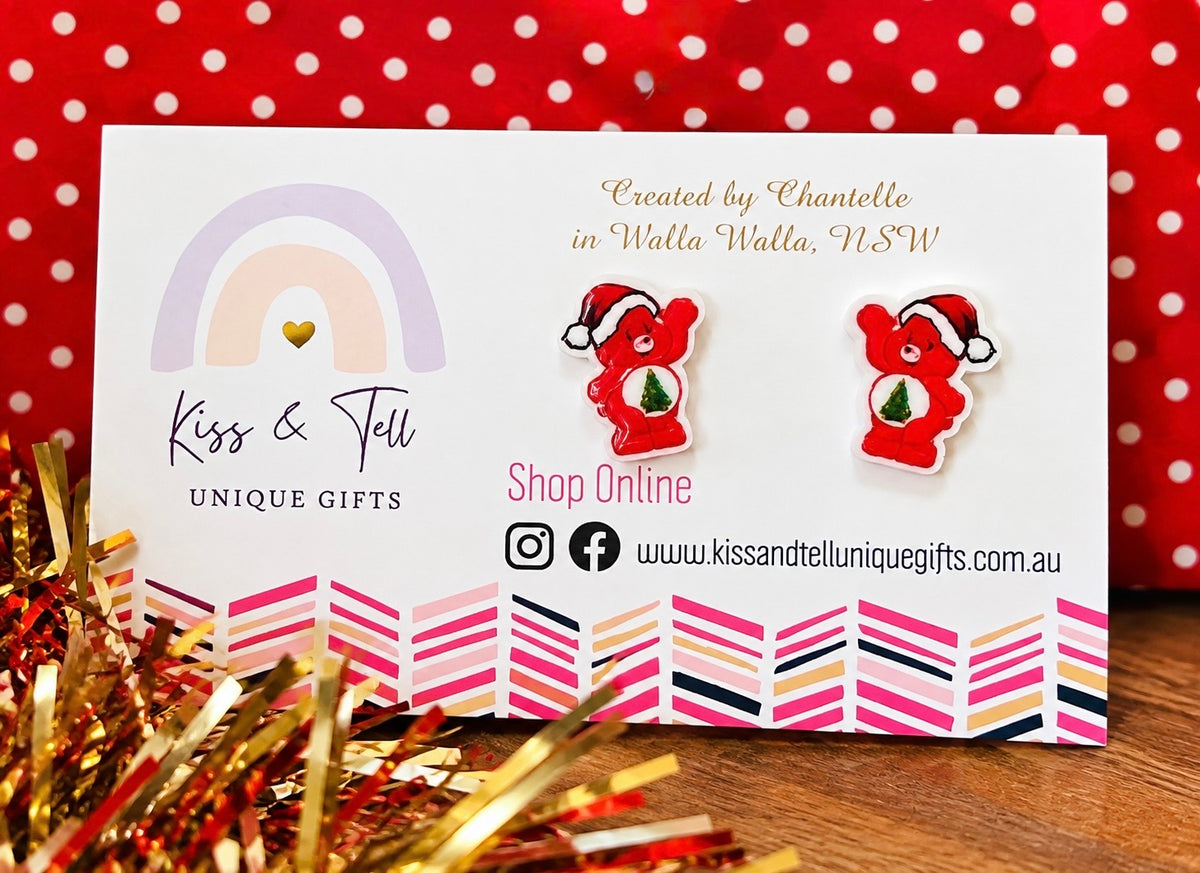 Christmas Tree Care Bear Stud Earrings