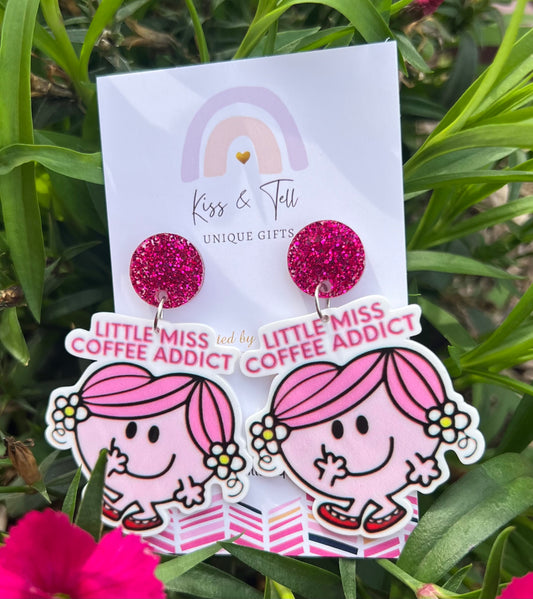 "Little Miss Coffee Addict" Dangle Earrings