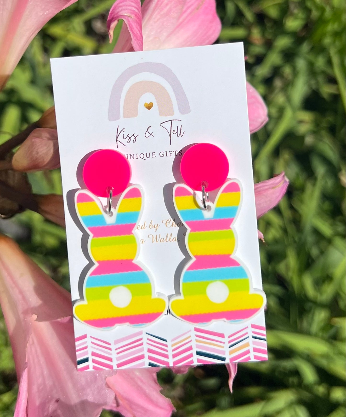 Rainbow Bunny Rabbit Dangle Earrings