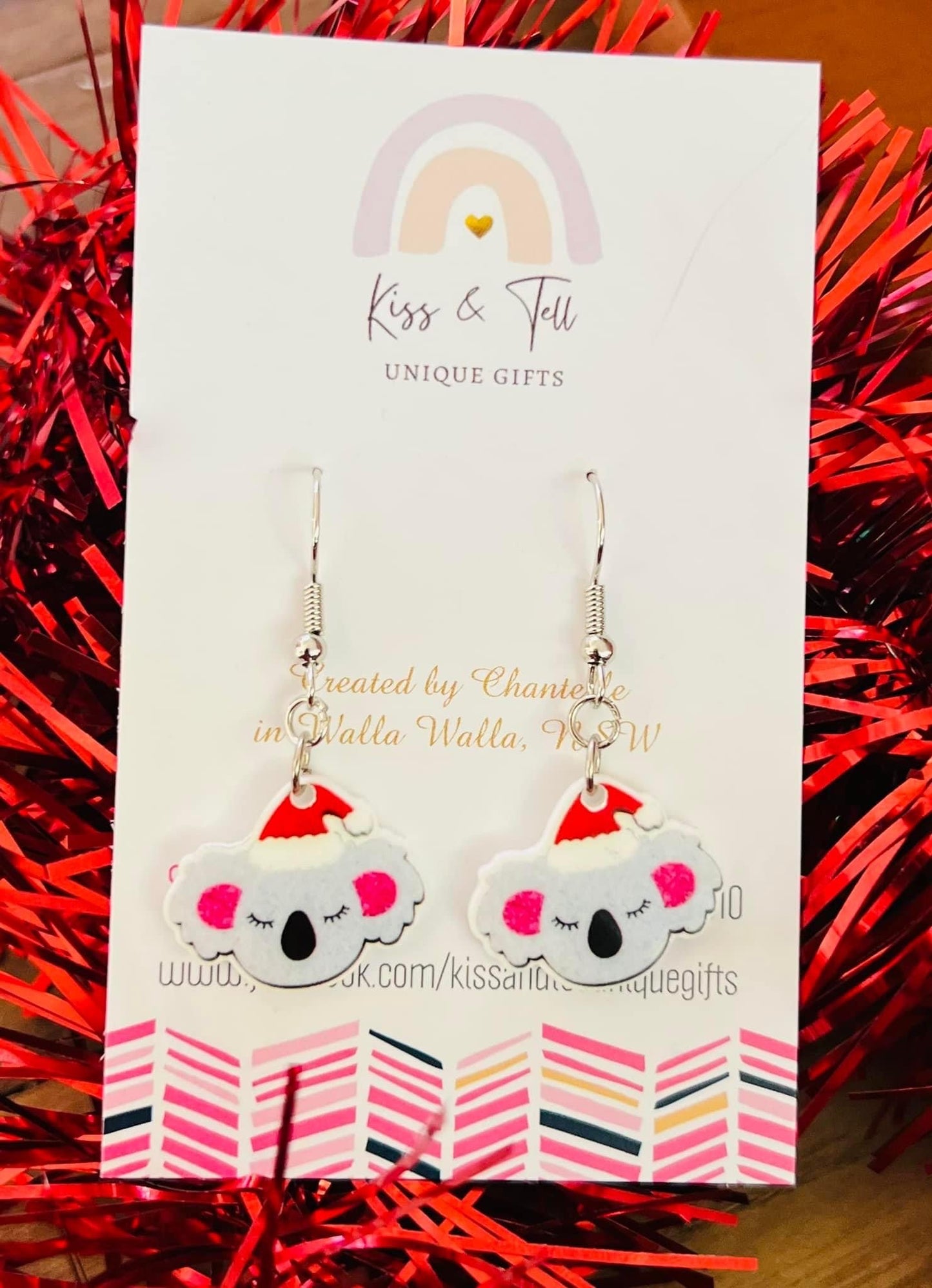 Christmas Koala Small Dangle Earrings