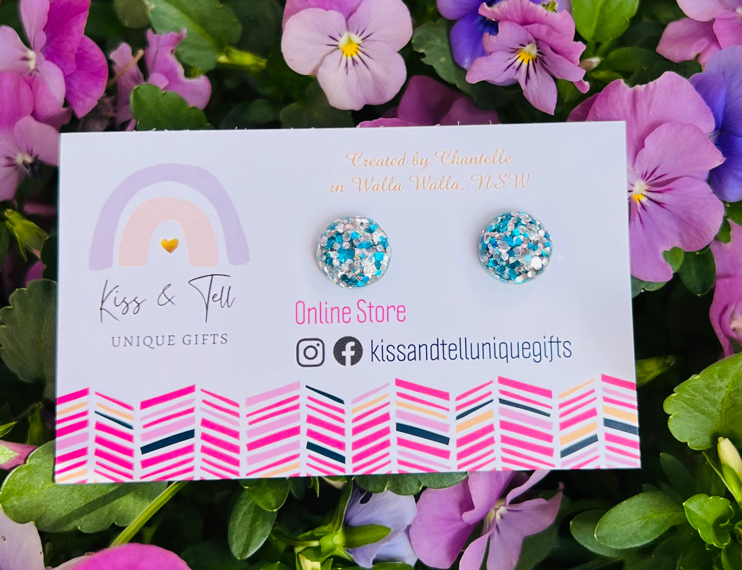 Blue & Silver Sparkle Stud Earrings