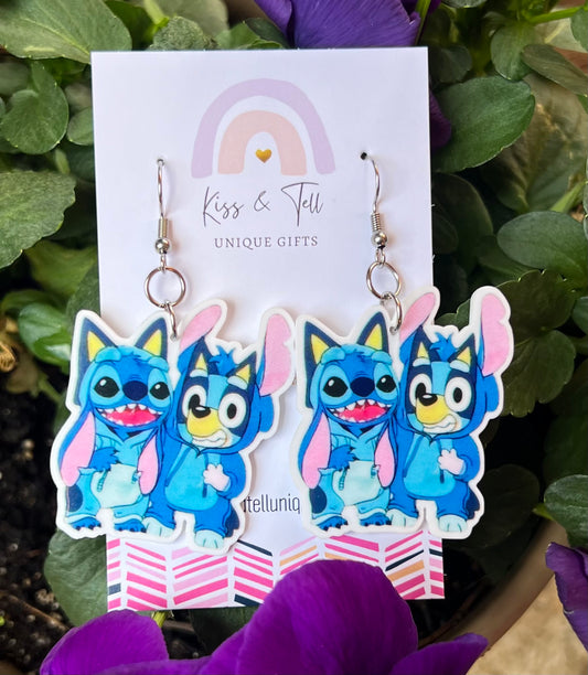 Bluey & Stitch Dangle Earrings