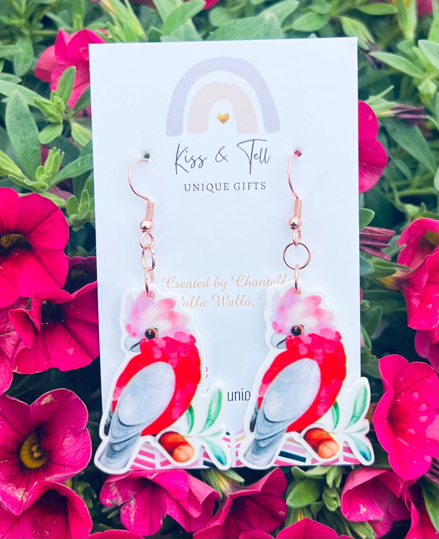 Galah Bird Dangle Earrings