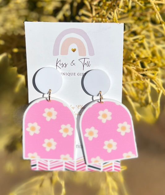 Pink Flower-Arch Earrings