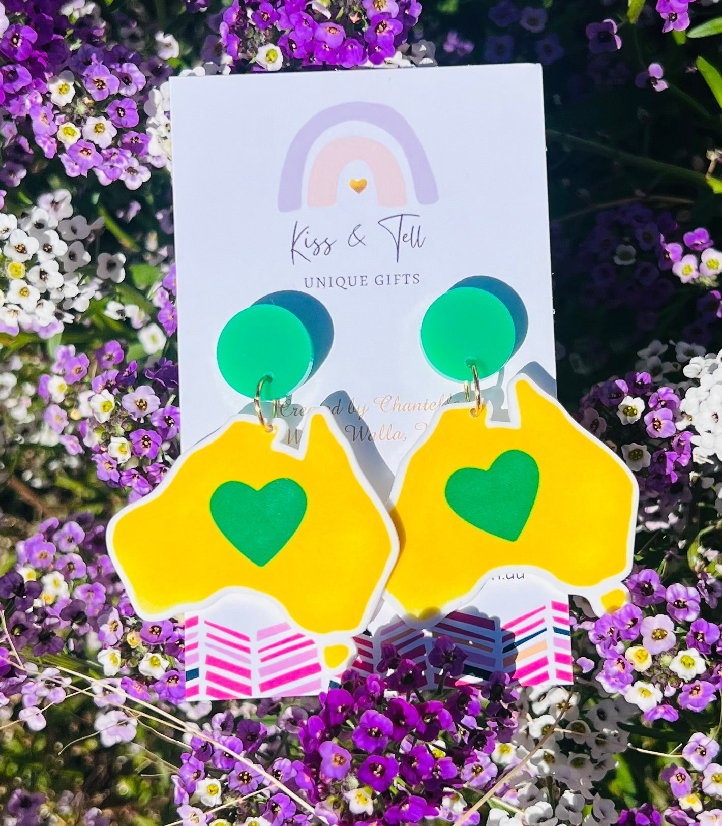 Green & Gold Aussie Dangle Earrings