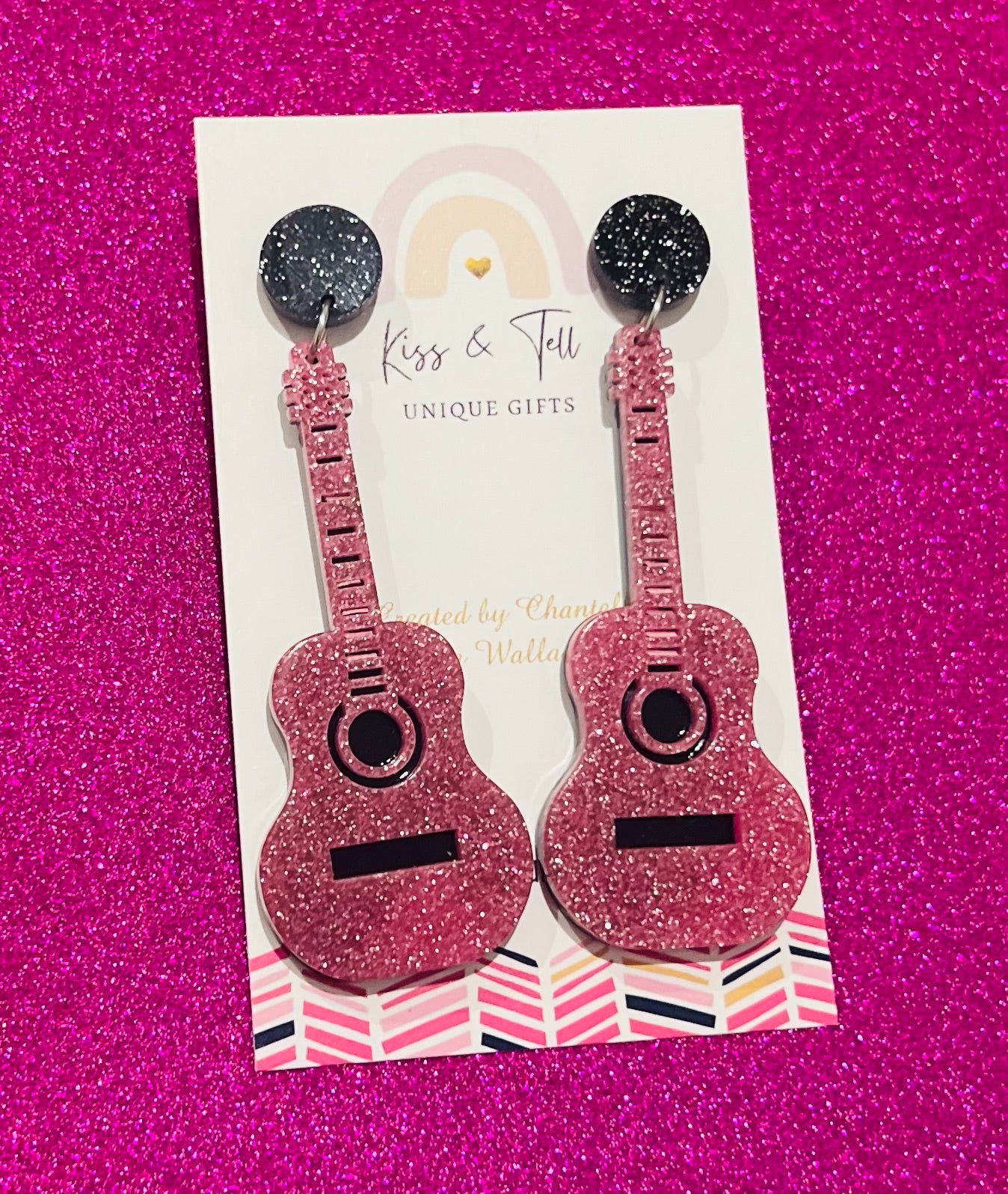 Glitter Guitar Acrylic Dangle Earrings