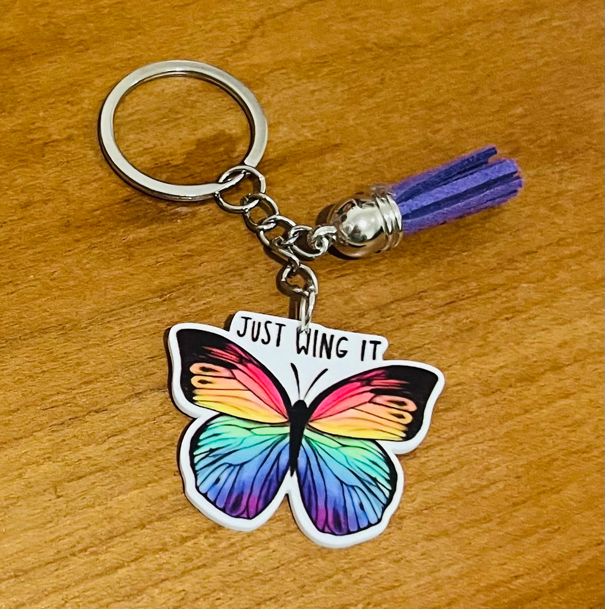 "Just Wing It" Butterfly Keyring