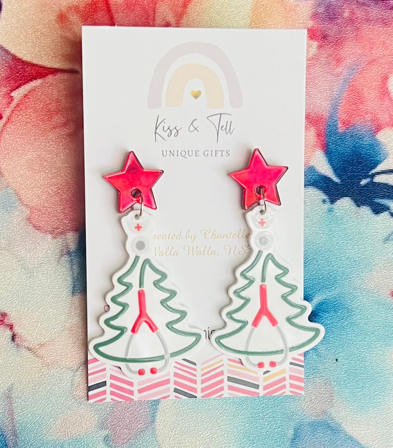 Medical Christmas Tree Dangle Earrings