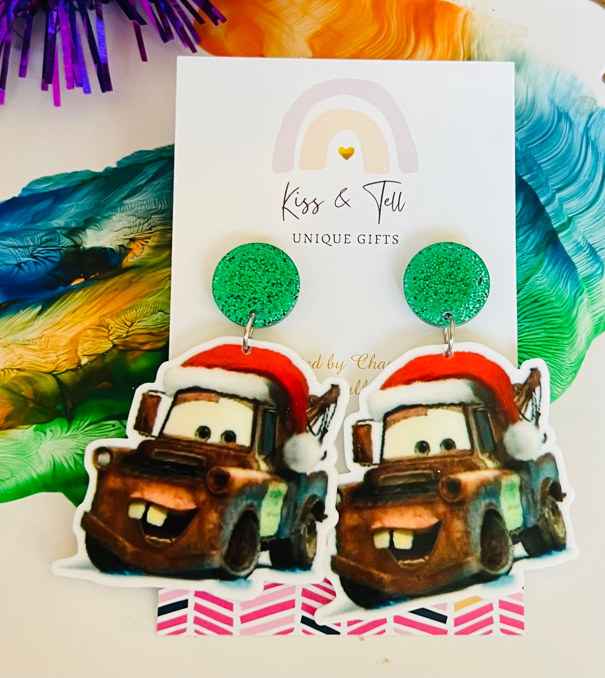 Christmas Cars McQueen & Mater Dangle Earrings