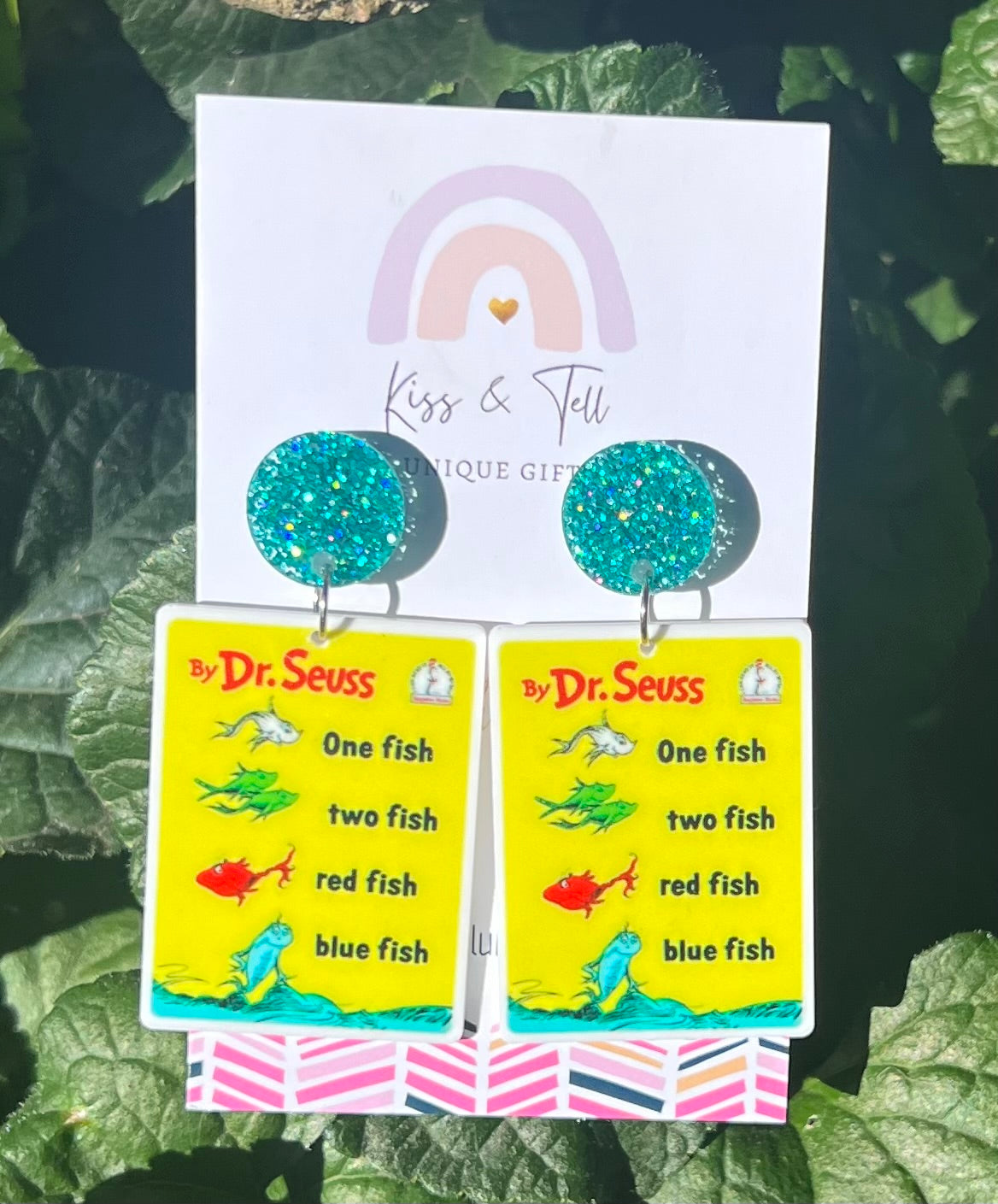 Seuss Fish Book Dangle Earrings