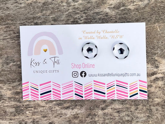 Soccer Ball Glass Stud Earrings