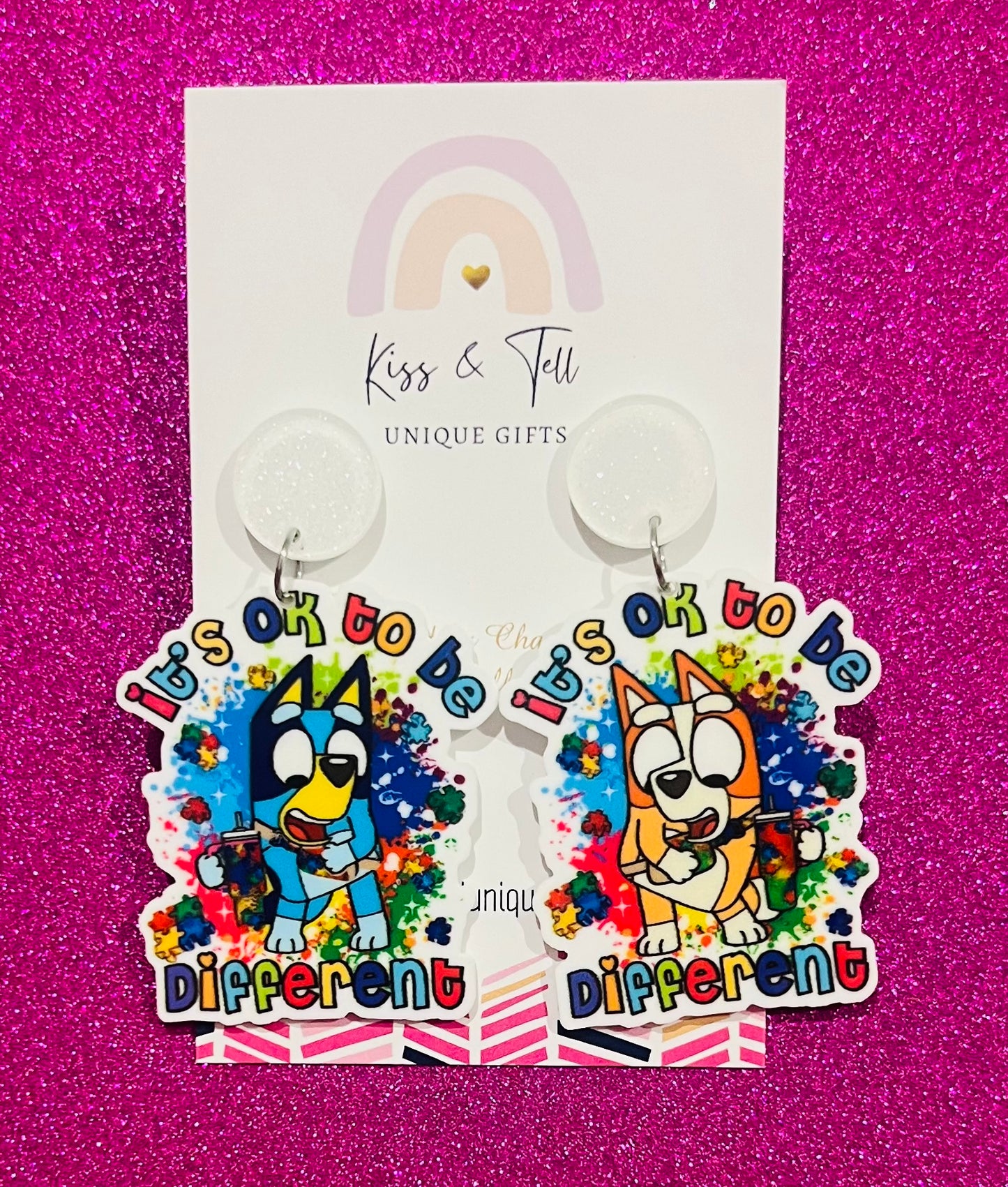 “It’s Ok To Be Different” Bluey Earrings