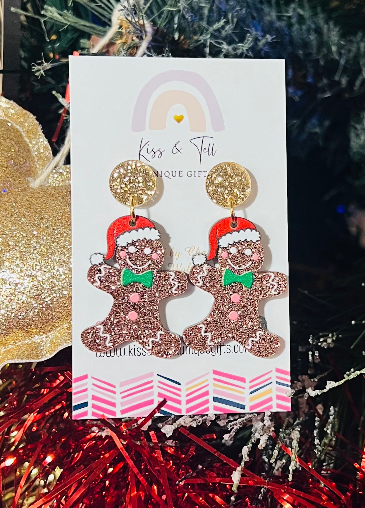 Acrylic Gingerbread Man Dangle Earrings