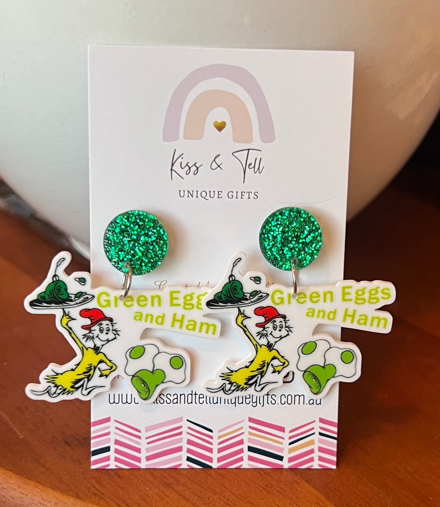 Green Eggs & Ham Dangle Earrings