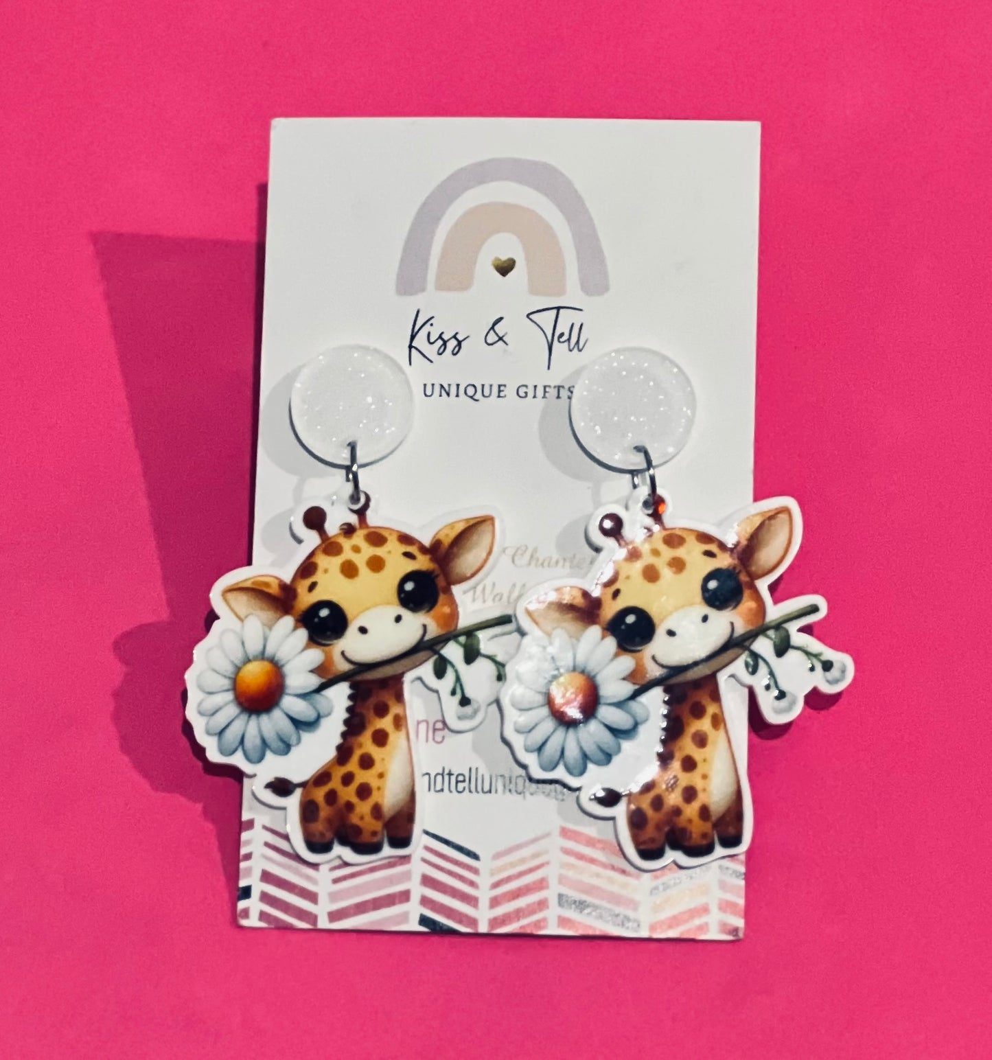 Floral Giraffe Dangle Earrings