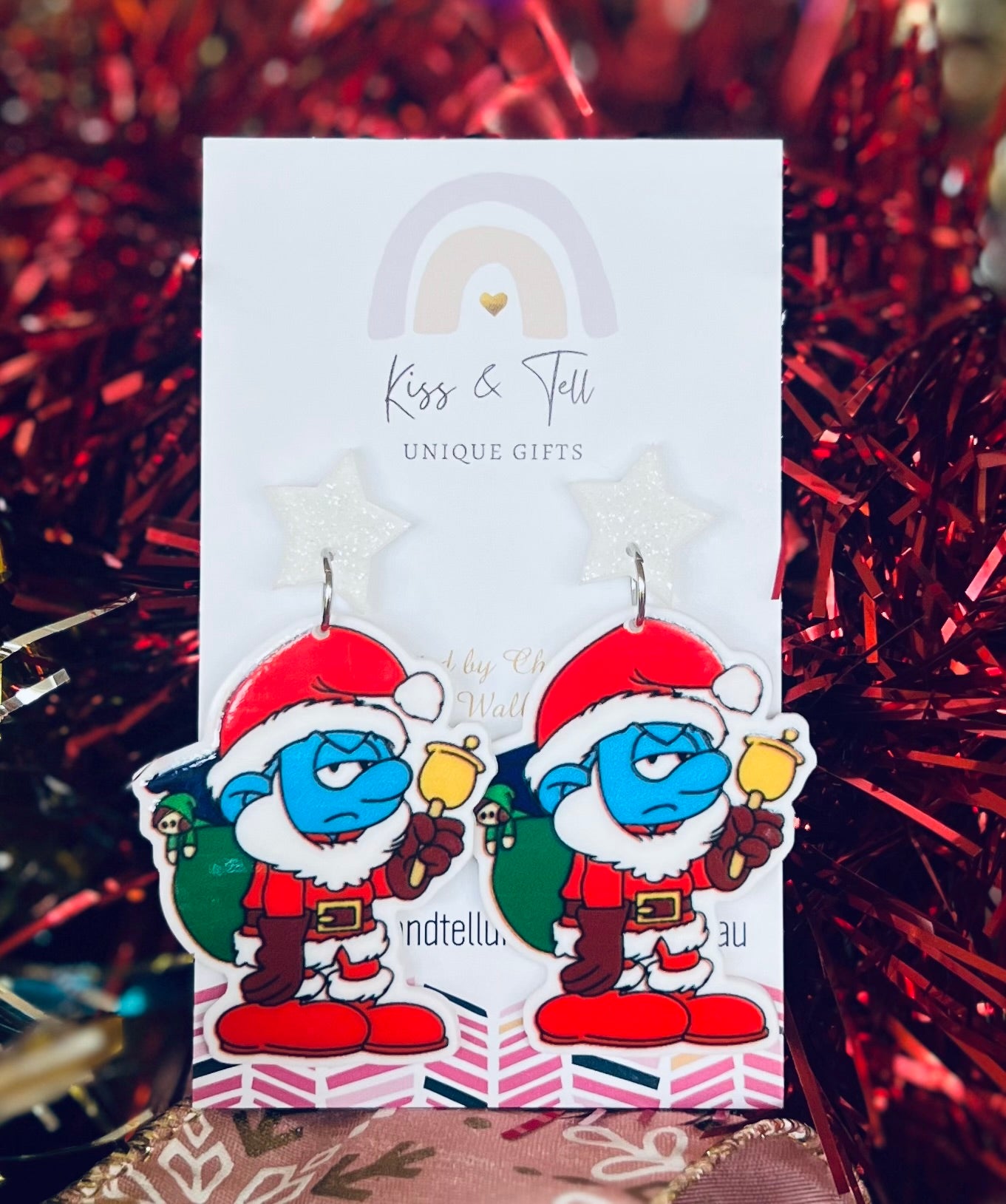 Santa Smurf Dangle Earrings