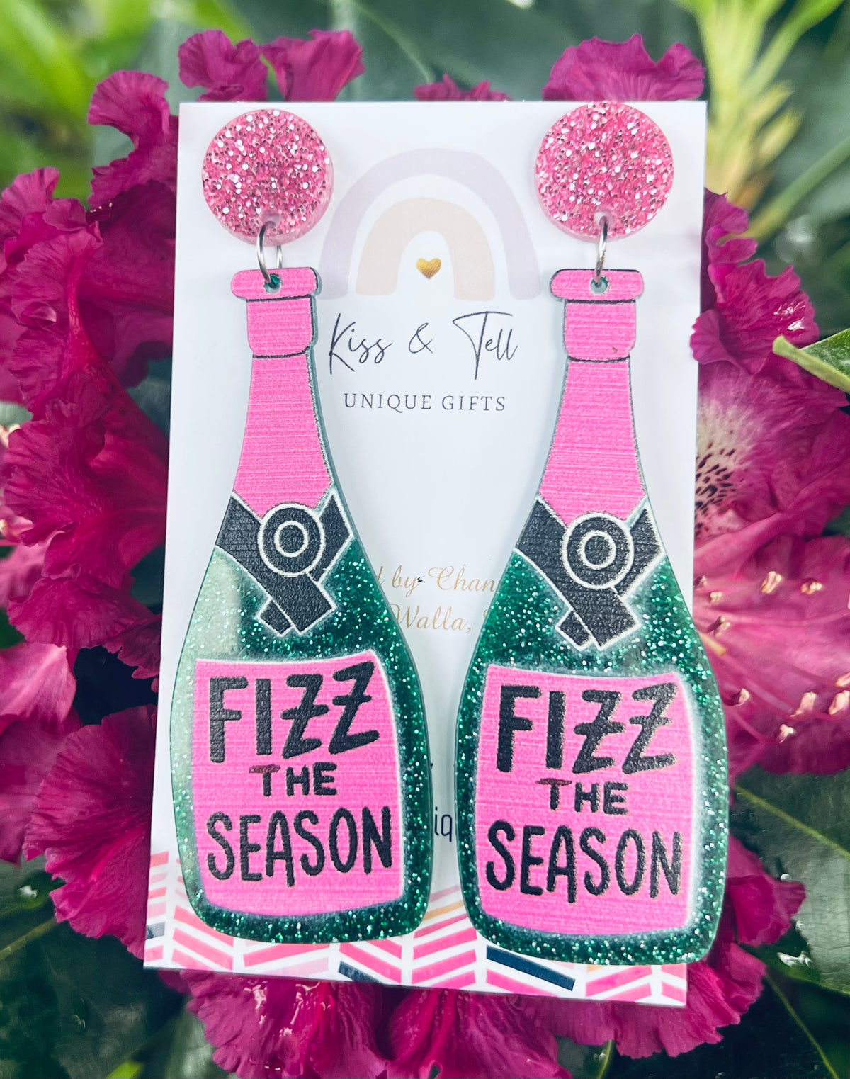 "Fizz The Season" Christmas Drink Earrings