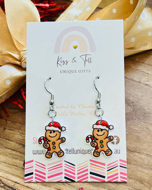 Small Gingerbread Man Dangle Earrings