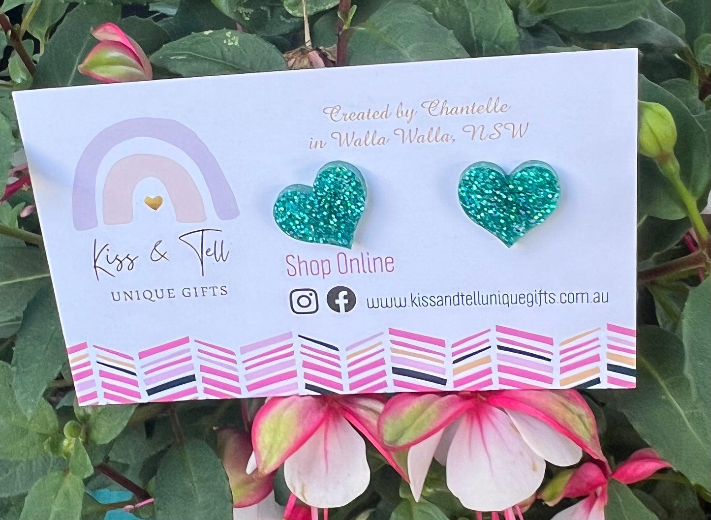 Glitter Acrylic Heart Stud Earrings