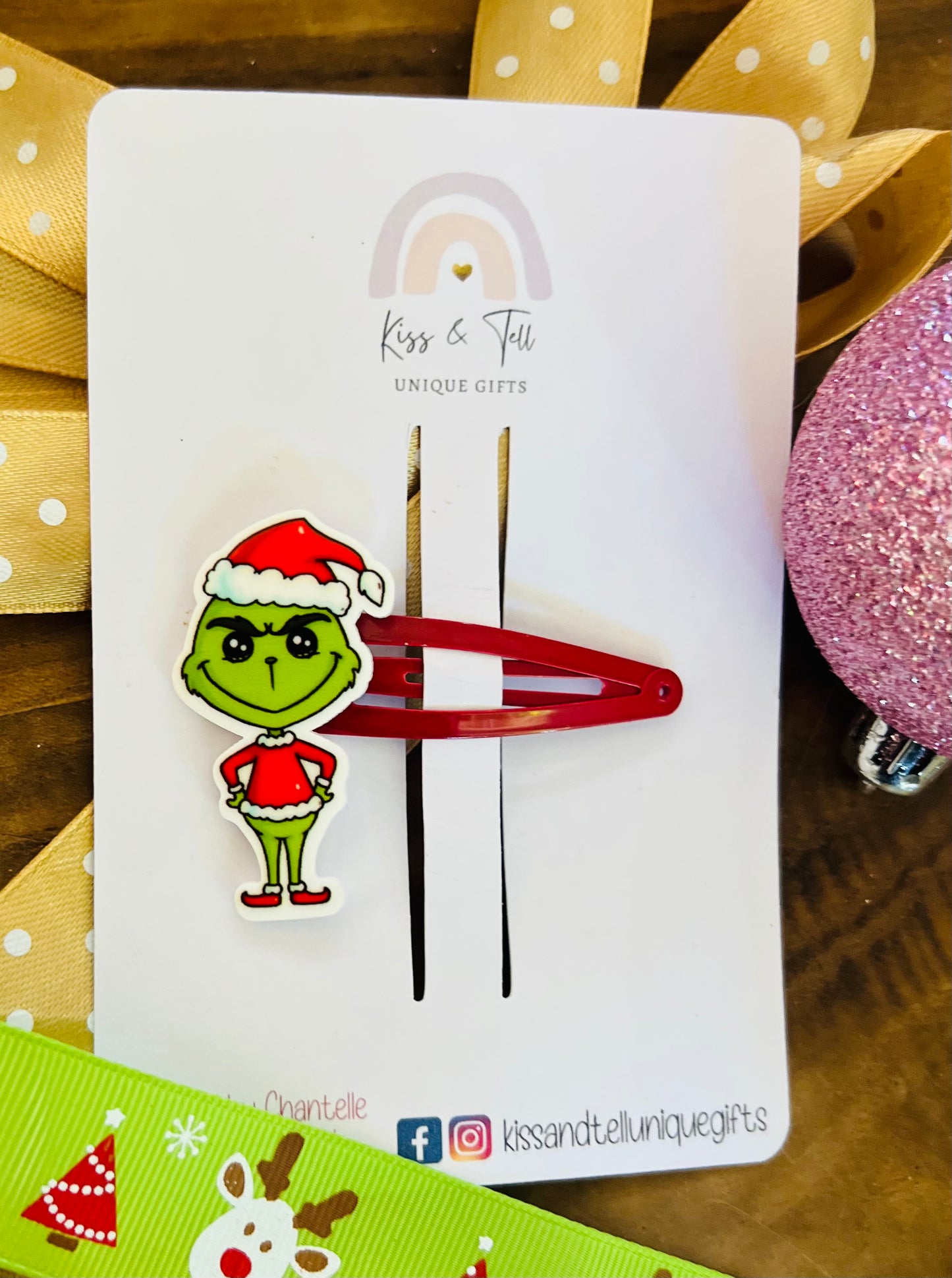 Cheeky Grinch Hair Clip