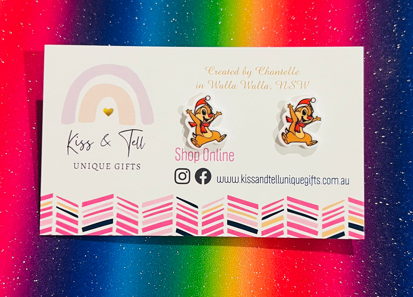 Christmas Chipmunk Stud Earrings