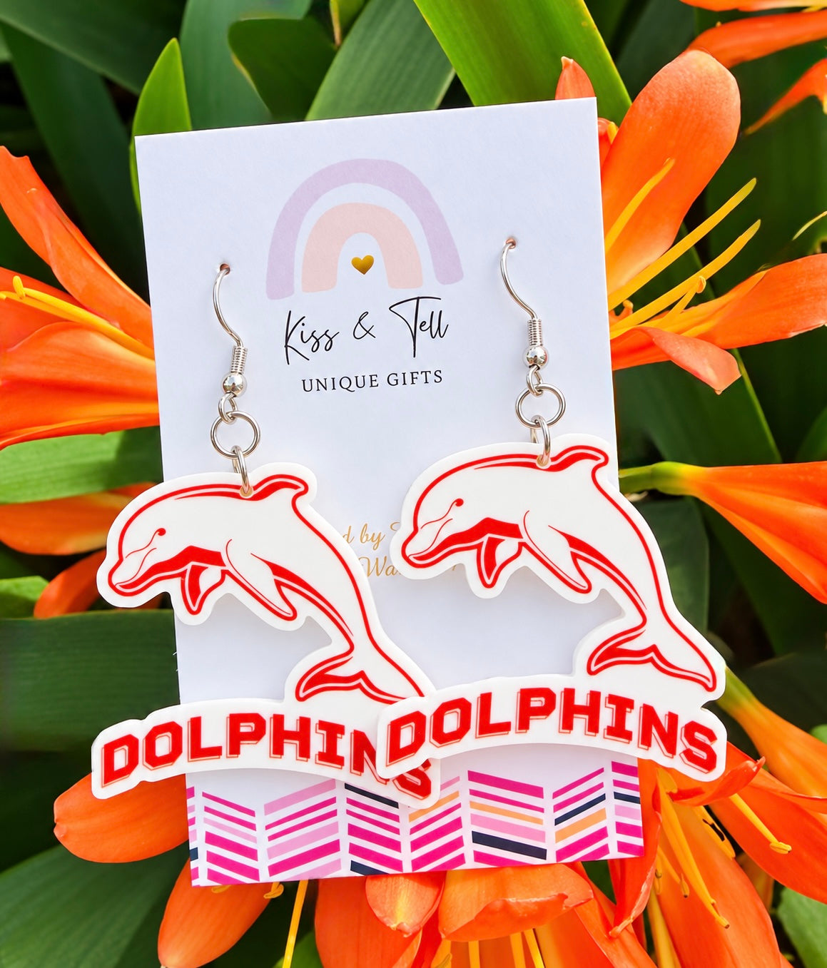 NRL Dolphins Team Dangle Earrings