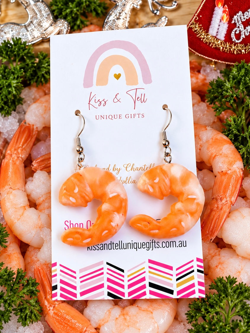Christmas Seafood Prawns Dangle Earrings