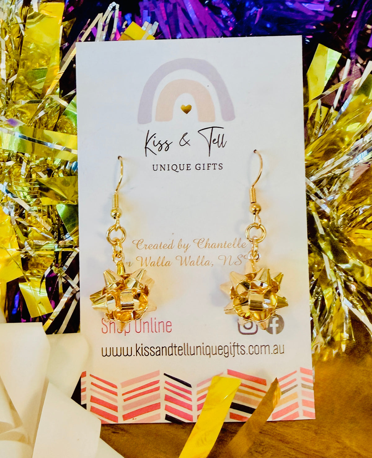 Christmas Bow Dangle Earrings