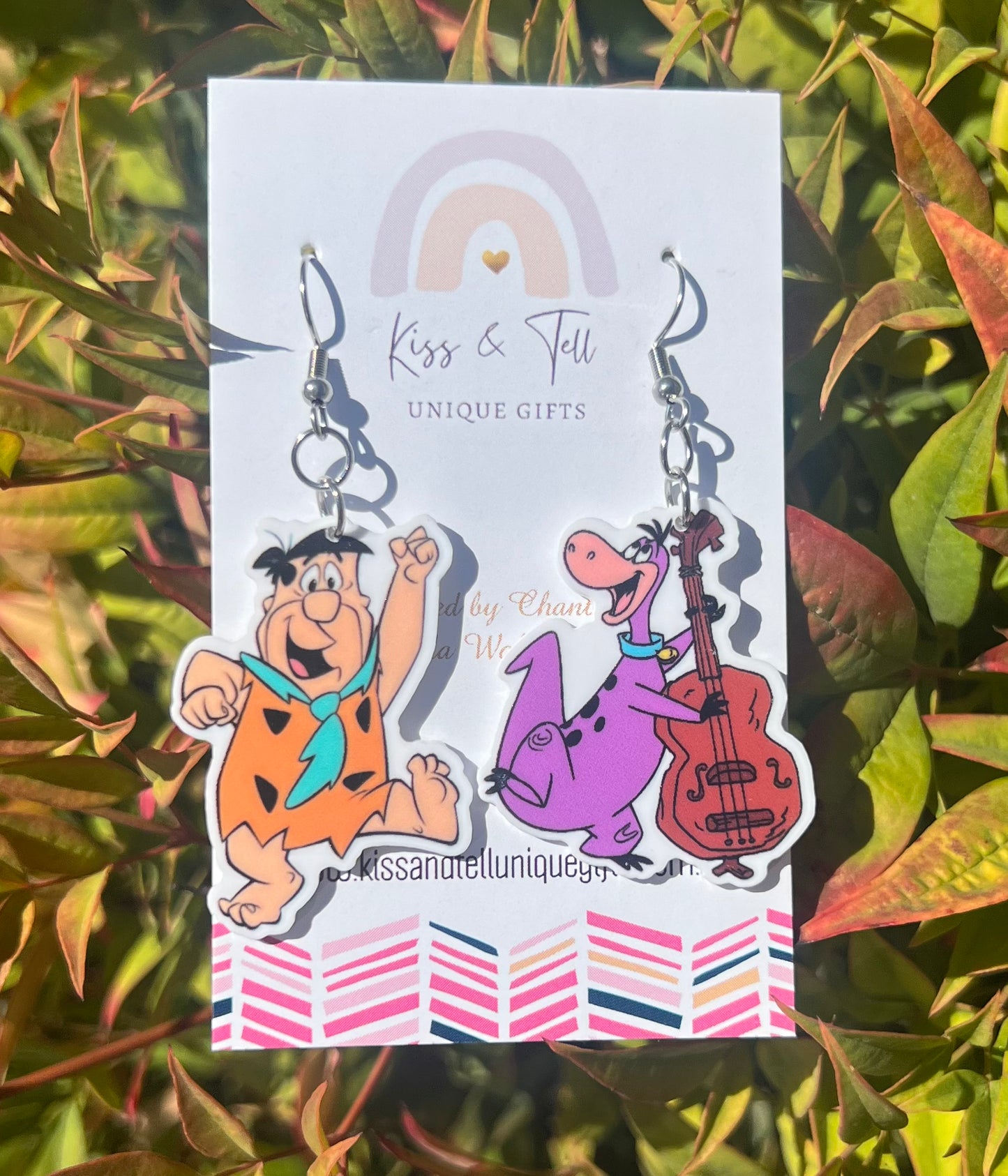Fred & Dino Flintstone Dangle Earrings