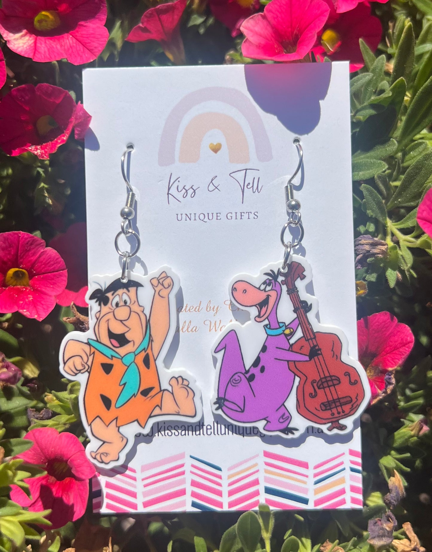 Fred & Dino Flintstone Dangle Earrings