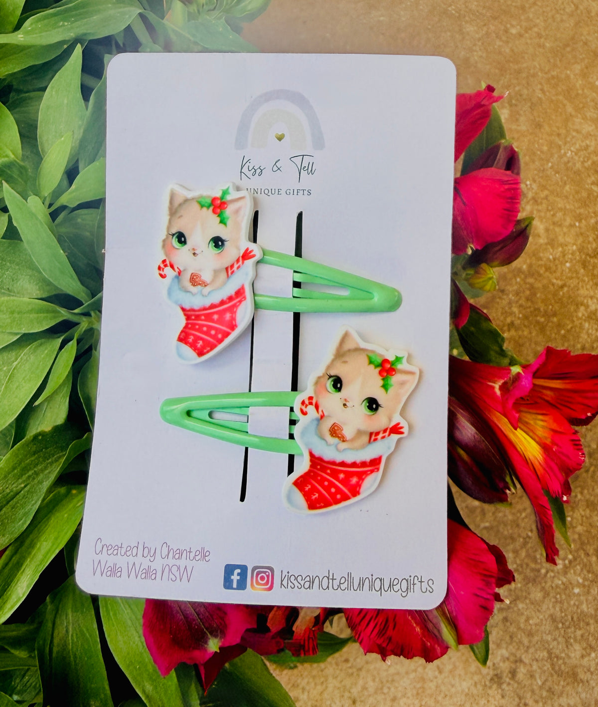 Christmas Kitten Hair Clip Set