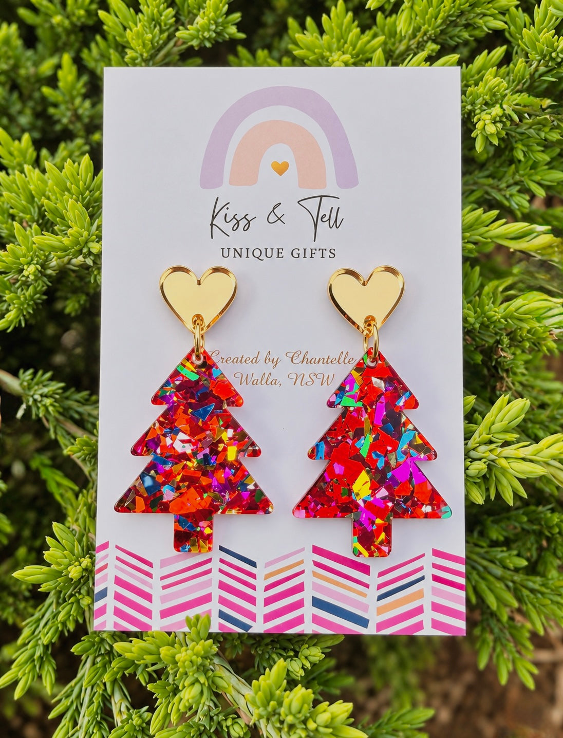 NEW Glitter Christmas Tree Dangle Earrings