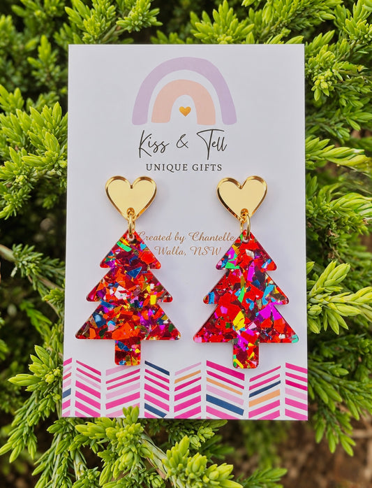 NEW Glitter Christmas Tree Dangle Earrings