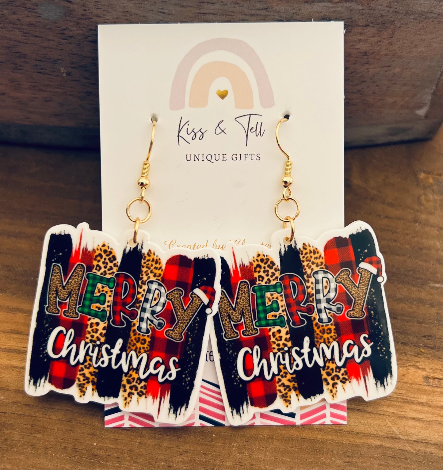 Merry Christmas Pattern Dangle Earrings