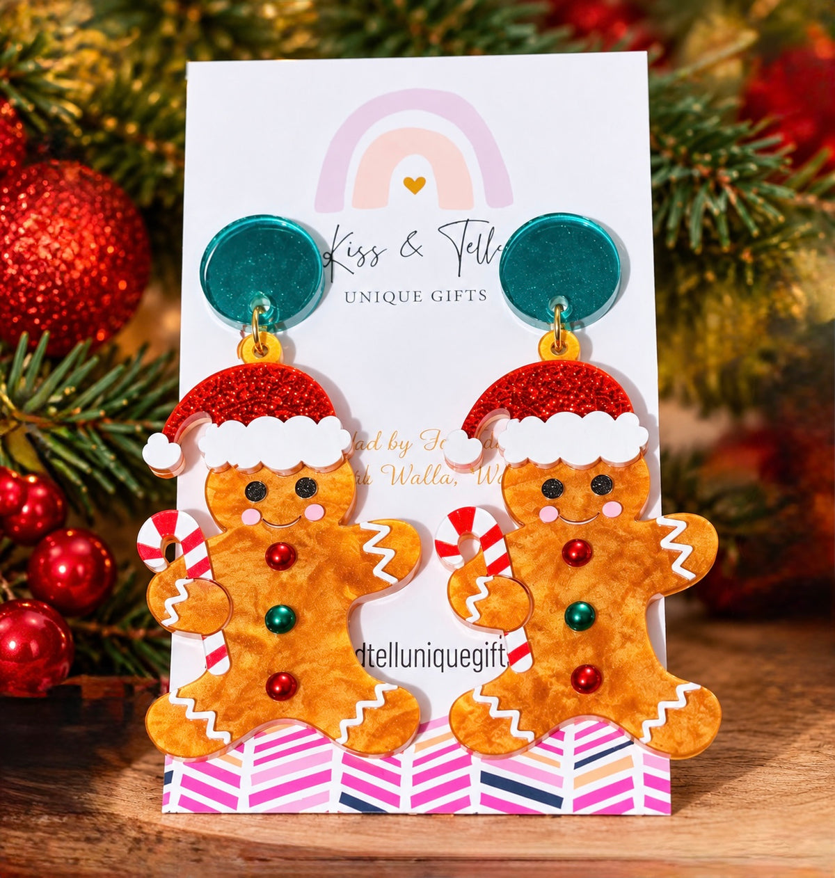 NEW Gingerbread Man Acrylic Dangle Earrings